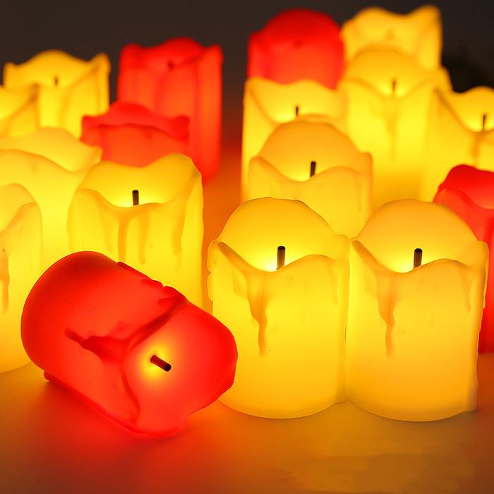 Pack of 12 Yellow F LED Candle Flameless Small LED Tealight