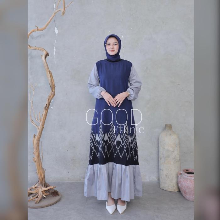 GAMIS KARINA GAMIS KONDANGAN BAJU COUPLE PASANGAN DRESS HITAM MUSLIM WANITA KAIN TENUN SARIMBIT KELU