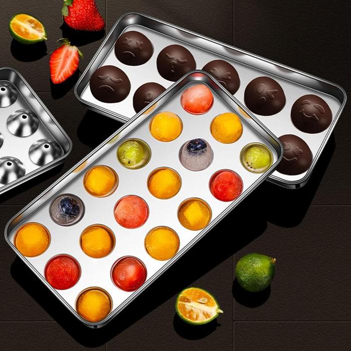 Round Ice Cube Trays Stainless Steel Ice Cube Maker With Cover Ice