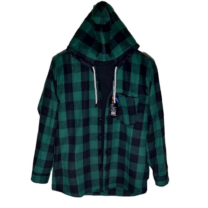 NEW Kemeja Flanel Hoodie Pria Wanita Lengan Panjang Kotak Flanel M L XL Hem Cidung Quality Premium D