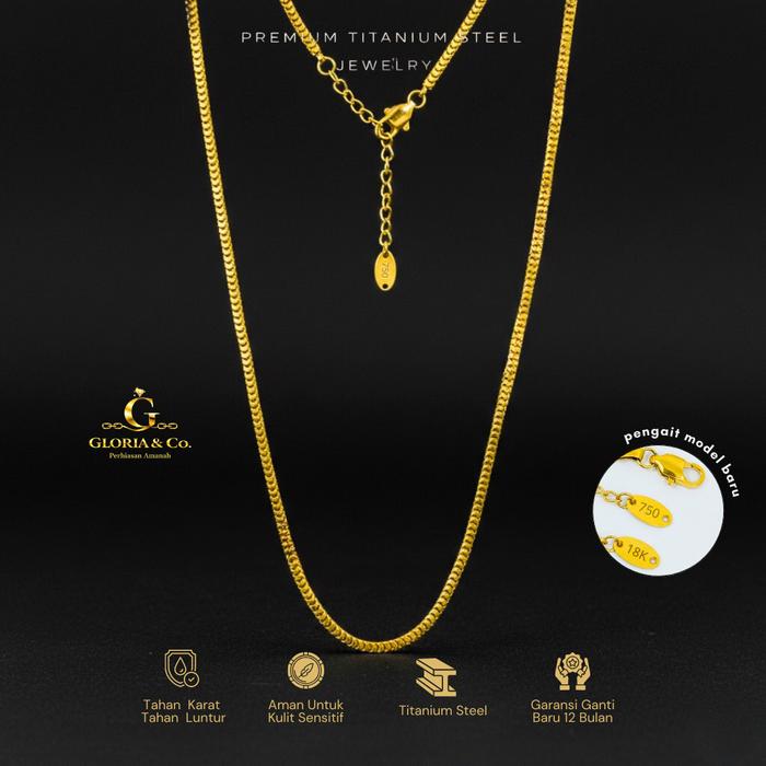 GLORIA & Co - Kalung Titanium Liontin Polos Elegan - Perhiasan Wanita Korean Style Lapis Emas 18KGP