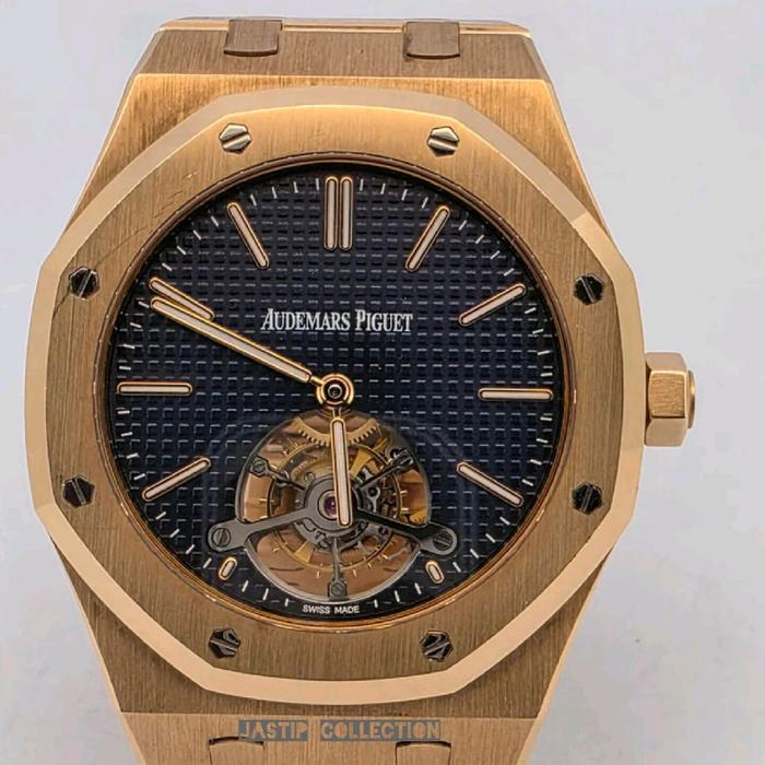 JAM TANGAN AP ROYAL OAK 41MM ROSEGOLD ULTRA THIN TOURBILLON BLUE DIAL