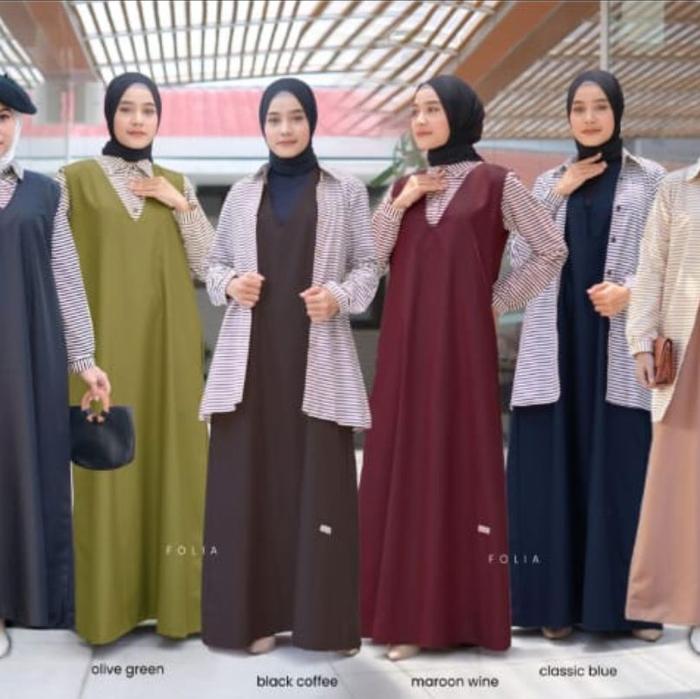 Folia Gamis Folia One Set 209 Bahan Katun Toyobo & Jepang Tokai Cutting Los Saku Kanan Lebar 2m Size