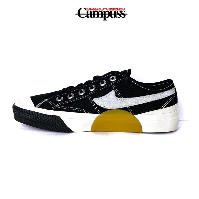 CAMPUSS - Fxxking Lite Low Canvas Hitam Putih Kuning - Sepatu Sneakers  Casual