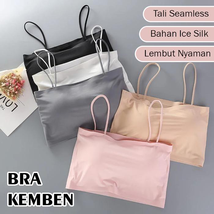 Bra Kemben Ice Silk BH Tanktop Seamless Atasan Wanita Tanpa Kawat Tengtop Tali Tank Top Cewek Crop T