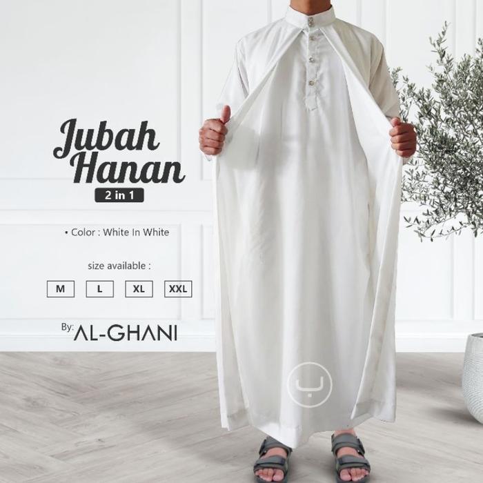 ALGHANI - Jubah Hanan 2 in 1 LUAR DALAM, gamis pria lengan panjang bahan katun exclusive by ALGHANI