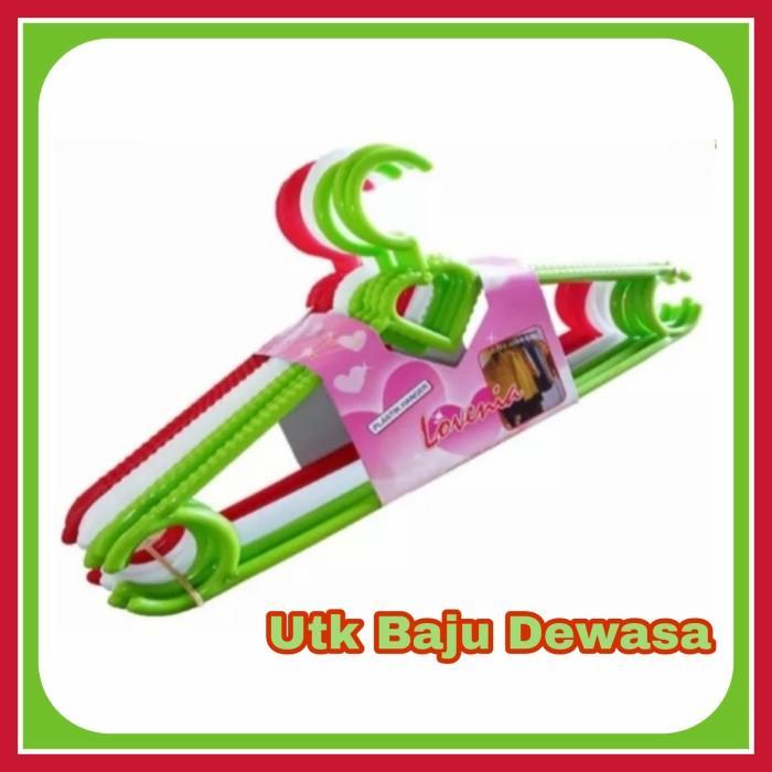 Gantungan Baju Plastik Lovenia Besar/Dewasa/ Hanger - 12 pcs - Cerah