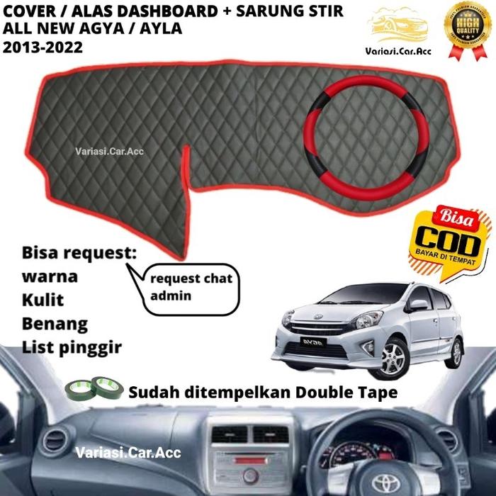Cover Dashboard Motif Wajik + Sarung Stir Mobil AGYA AYLA 2013–2022 | Pelindung Dashboard Kulit Prem