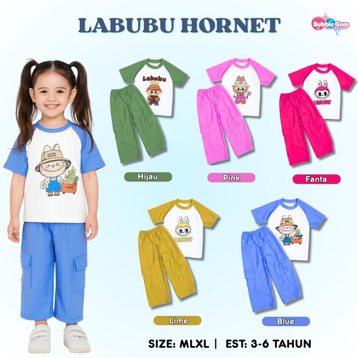 SETELAN ANAK LABUBU CARGO HORNET 3-6 TAHUN - SETELAN ANAK PEREMPUAN