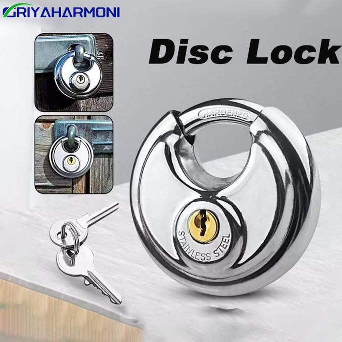 Gembok Bulat Padlock Stainless 70 Mm - Gembok Cakram 70Mm - 70Mm Kunci Gembok Bulat Anti Maling