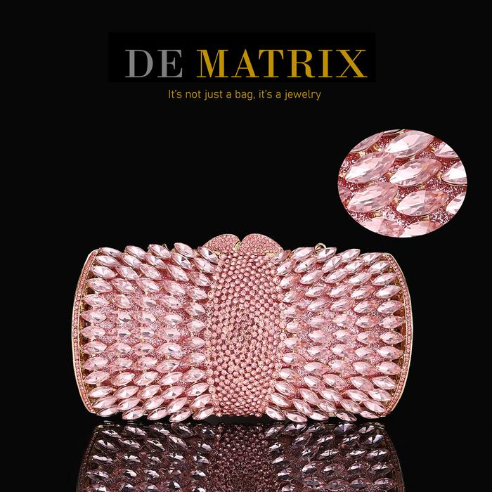 Tas Pesta wanita party clutch swarovski crystal kristal toronto queen pink merah muda jambu rhinesto