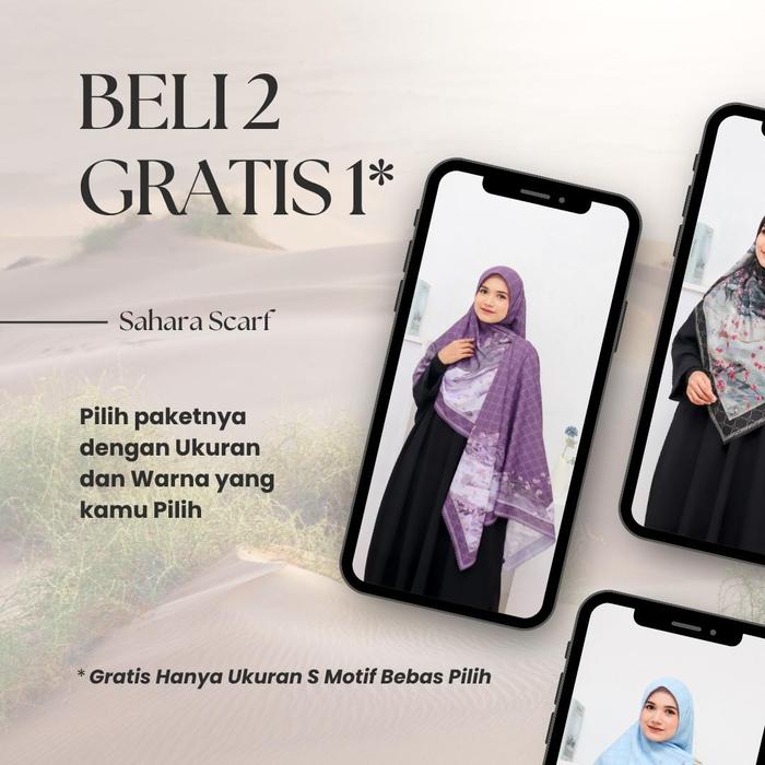 PO Paket Beli 2 Gratis 1 Sahara Scarf Alwafa Hijab Bahan Voal Printing