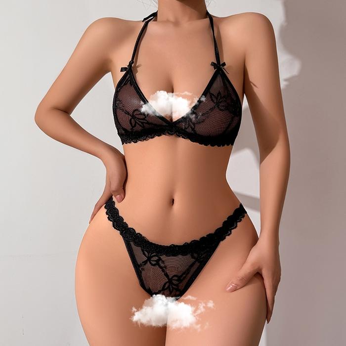 Pakaian Dalam Set nita Bikini Bra Renda Leher V G String B16