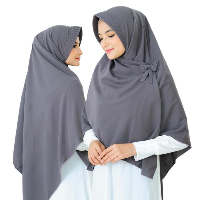 Delisha 130 | Jilbab Semi Instan Segi Empat Hijab Segitiga Syar'i Khimar Polos Include Bros Pita Bah