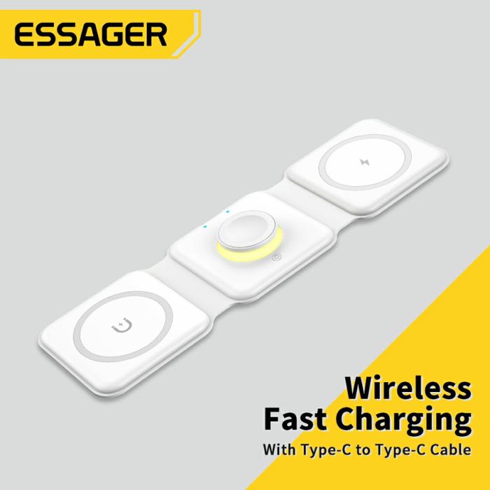 Essager 3 in 1 Magnetic 15W Qi Wireless Charger Foldable Charger