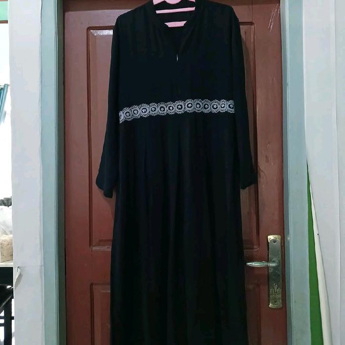 Gamis / jubah bordir jetblack muslimah preloved