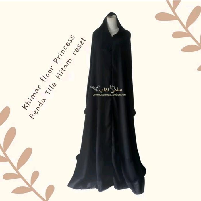 Khimar Floor Princess Renda Hitam Manset Rezt