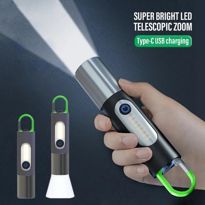 Senter LED Jarak Jauh Waterproof IPX6 Zoomable USB Type C Rechargeable - Senter NK 836