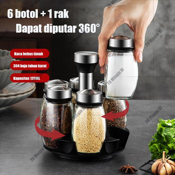 Rempah Rempah Bumbu Set Tempat Botol Bumbu 7in1 Rak Bumbu Putar Tempat Bumbu Putar Tempat Bumbu Bumb