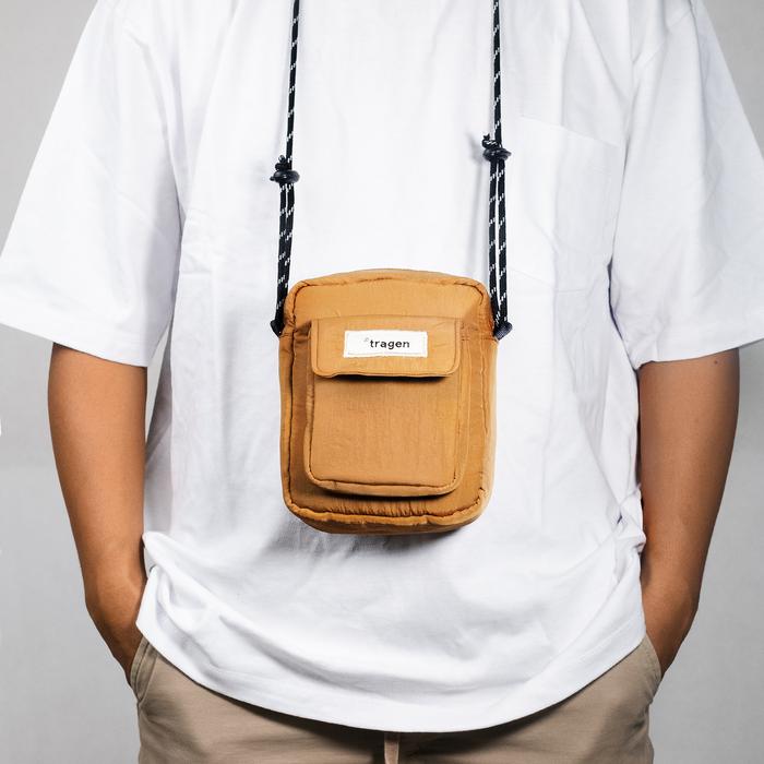 TRAGEN Mild Mini Sling Bag - Camel Selempang Pria Cowok Slingbag