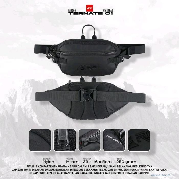 Tas Pinggang / Waist Bag Pria Ternate 1 Hitam Arei Outdoorgear