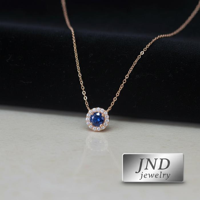 Kalung Liontin Blue Safir Wanita JND Jewelry | Suasa Asli Lapis Emas | Custom