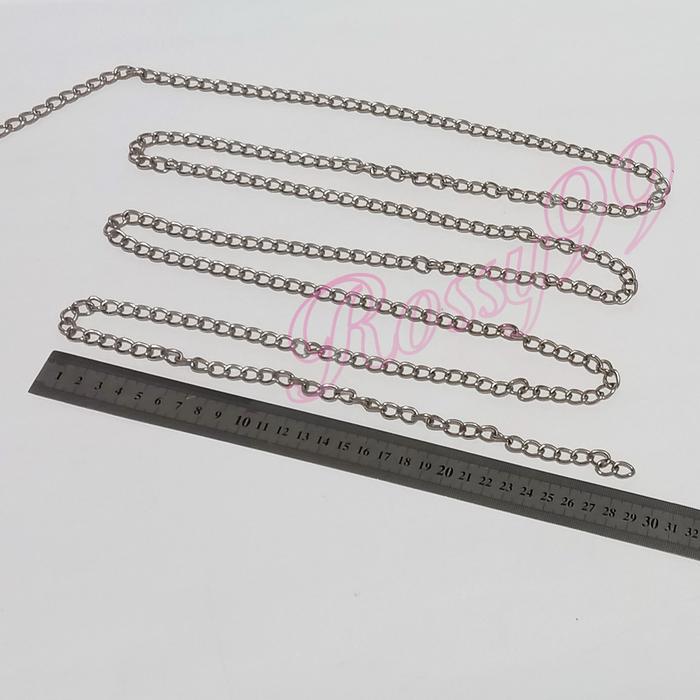 Rantai Besi Nikel Warna Silver 1,1cm x 0,8cm Tebal 1,8mm Aksesoris Souvenir Bahan Craft Rantai Gantu