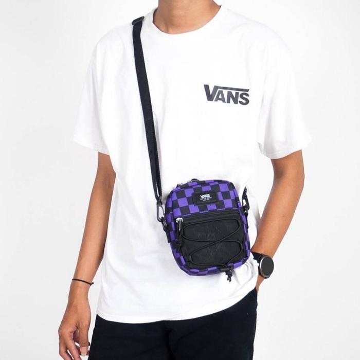 Vans SlingBag Checkerboard Hitam Ungu | Tas Selempang Pria Wanita | Ready Stock