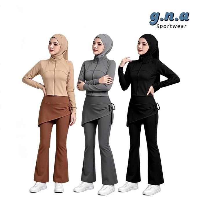 GNA FASHION SPORT / SLIMFIT DAN LEGGING SERUT / SETELAN OLAHRAGA MUSLIM / PAKAIAN OLAHRAGA 2in1