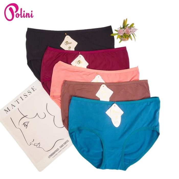 6pcs Polini Celana Dalam Wanita Anti Slip Karet CD Polini Super Soft 668 dengan Bahan Lembut dan Des