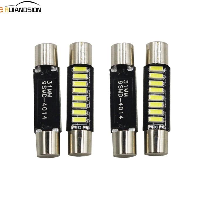 4x White 28mm 31mm 4014 9SMD Fuse Vanity Mirror Light Bulb Festoon