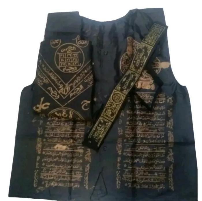 paket rompi sabuk dan slayer rajah siap pakai Pria Hitam