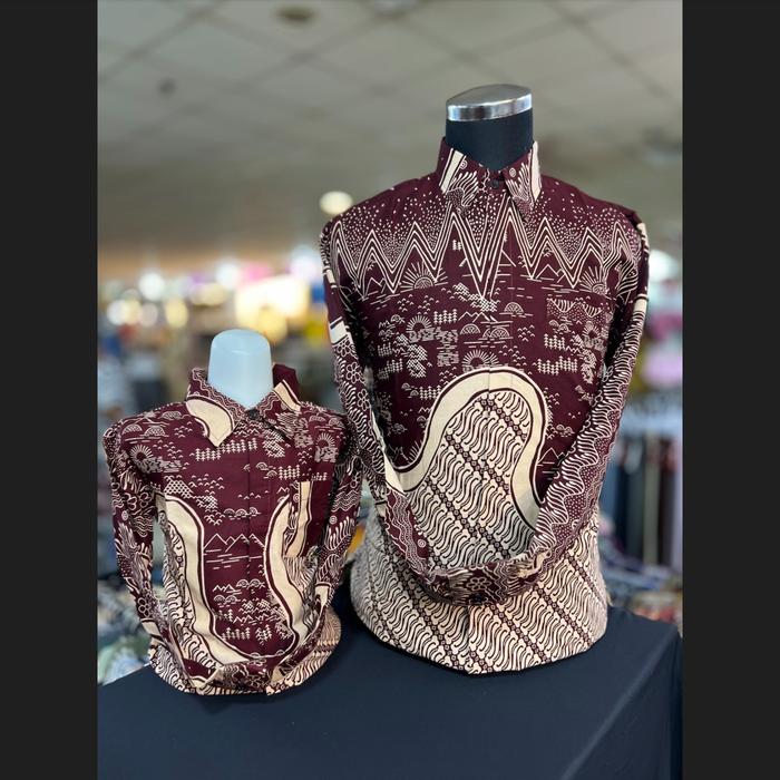 BATIK MERAH MAROON, Kemeja Batik Pria