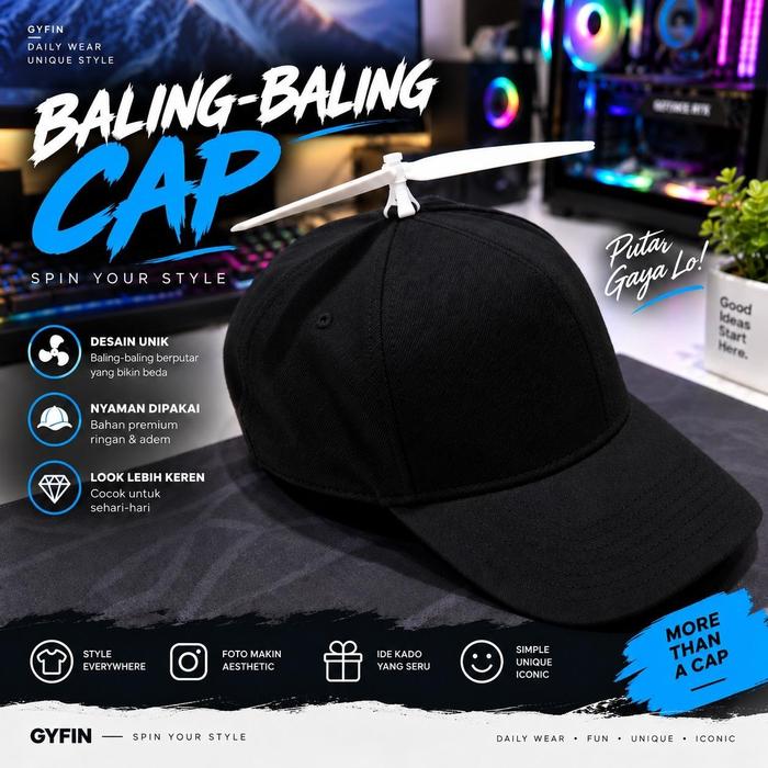 Baling Baling kipas Accesories Hiasan Topi BaseBalll | Baling Baling Bambu Unik Hiasan topi pria dan