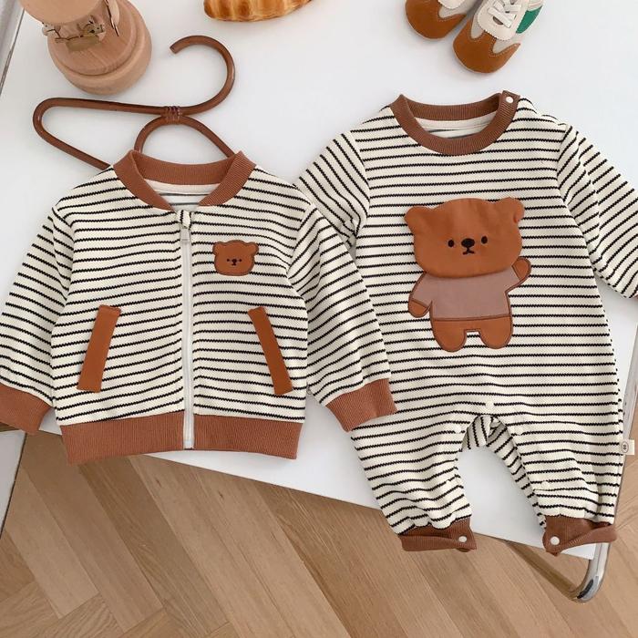 Little Latella Min Woo Bear Jumpsuit amp Min Seo Bear Jacket Jumpsuit Bayi Jumpsuit Anak Jaket An
