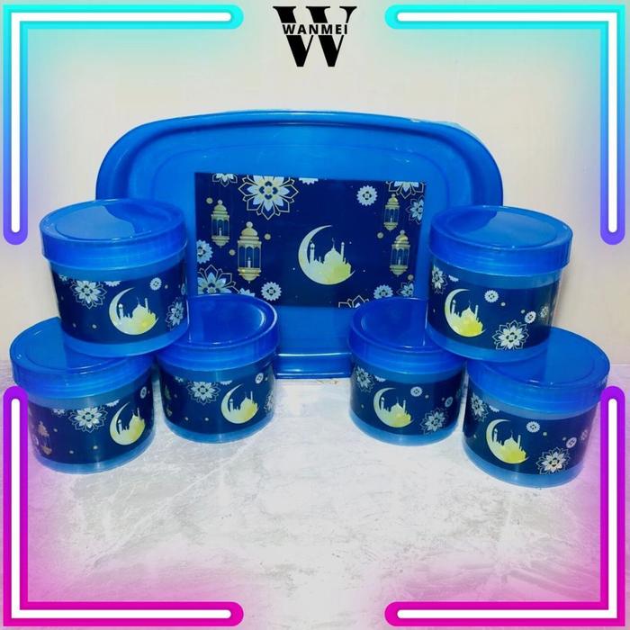 WM Toples Set 6pcs + Nampan / Wadah Tempat Penyimpanan Kue Kering Snack Cereal Nastar Makanan Saji U