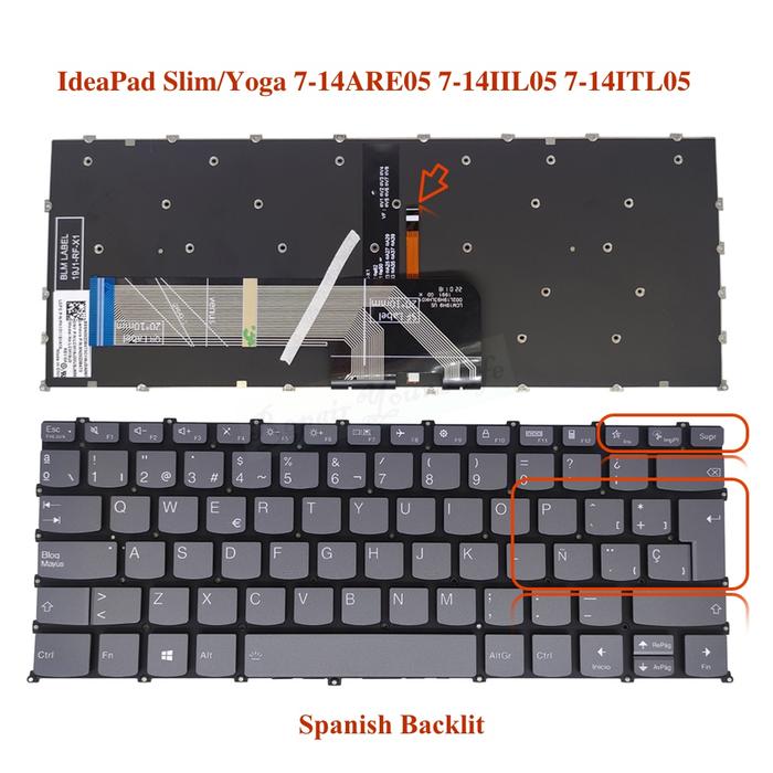 US/Russian Spanish Backlight Keyboard for Lenovo Yoga Slim 7-14itl05
