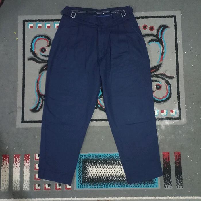 Beslow Standard Gurkha Long Pants Pleated Trousers Baggy Tappered Fit Celana Panjang Navy