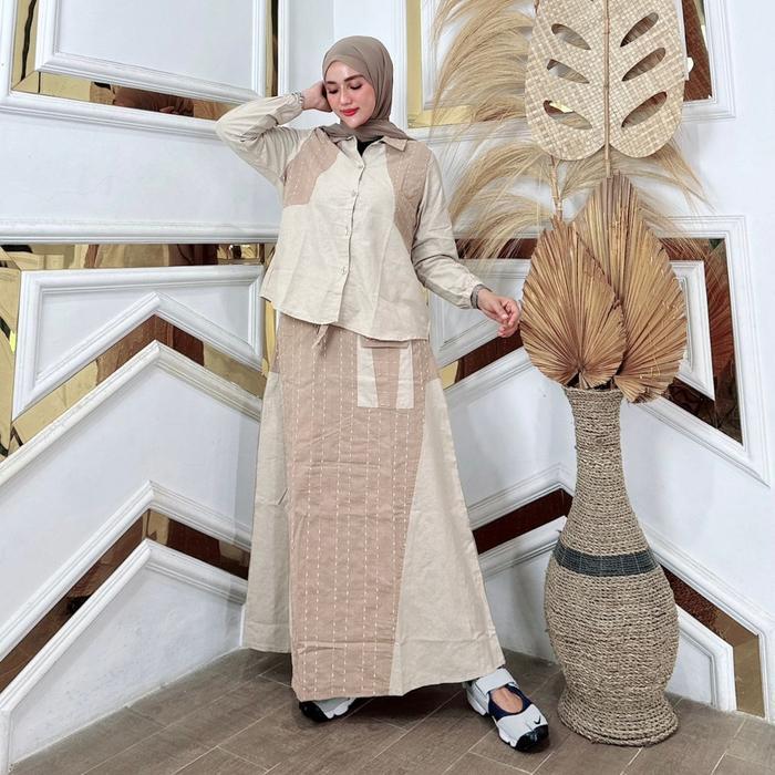 AtarPedia Lalisa One Set Katun Motif Fashion Muslim Wanita Kekinian