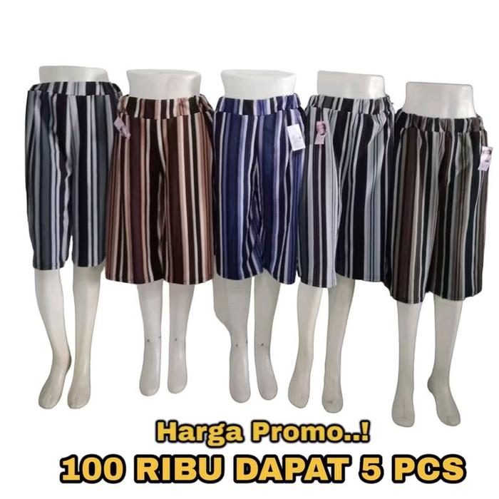 (100k isi 5pcs) CELANA KULOT PENDEK 7/8 SUPERJUMBO MOTIP SALUR BESAR BIGSIZE BAHAN ELASTIS CELANA SA