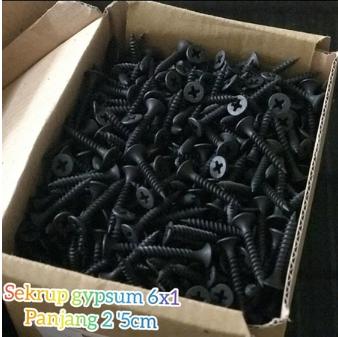 1 dus Skrup Gipsum isi 1000pcs panjang 2,5cm Sekrup Gypsum Skrup Kayu Baut Gipsum 6x1 2,5cm isi 1000