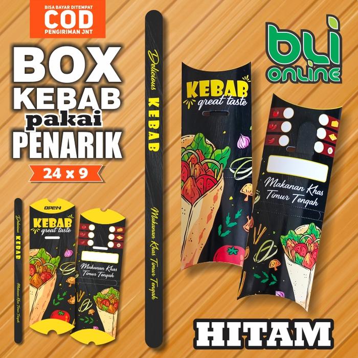 Safitiri Box Kebab + Penarik 24 X 9 / Isi 50Pcs / Ivory / Dus Kebab / Kotak Kebab / Kemasan Kebab