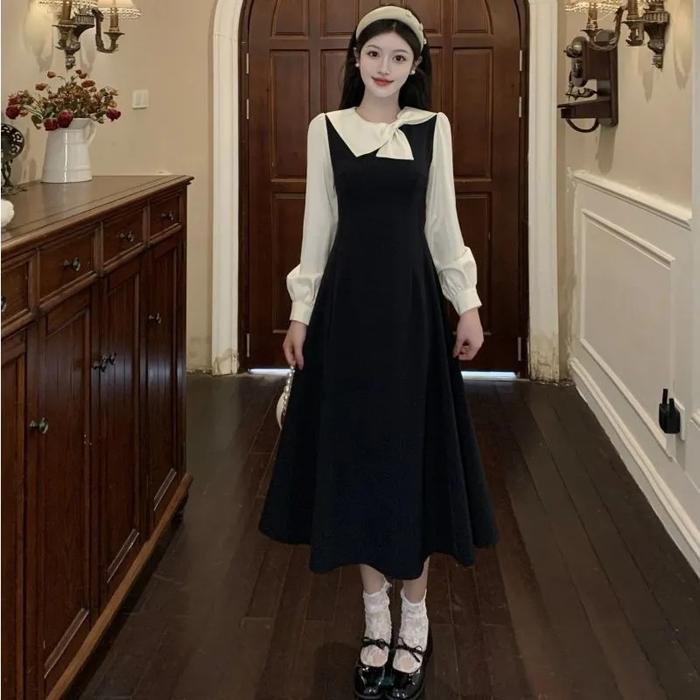 Large Size Hepburn Style Two-Piece Dress Elegant Miss Rich Spring Autumn New Arrival Midi Skirt Glow