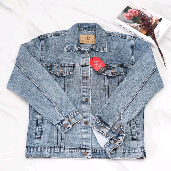 Jaket Jeans Jumbo Pria  Sandwash Jaket Denim Cowok Hitam  Polo  M-XXXL Terbaru Casual Kancing Distro