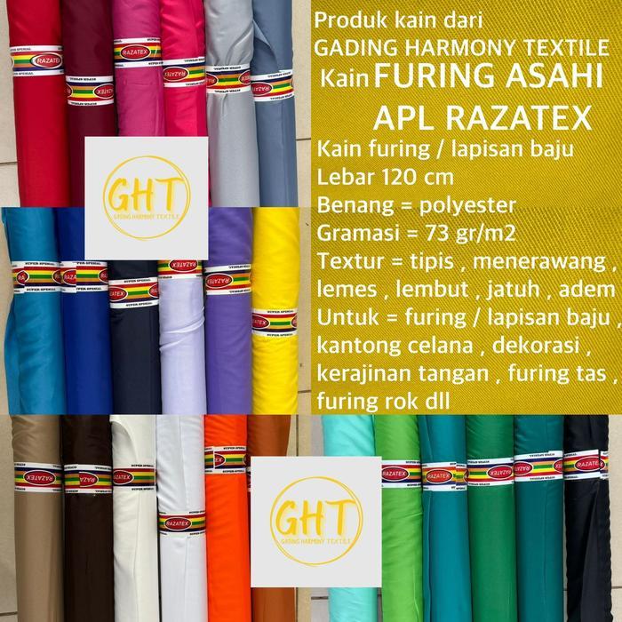 NEW ( PER 1 ROLL ) KAIN FURING ASAHI APL RAZATEX LEBAR 120 CM POLYESTER LEMES LEMBUT TIPIS JATUH ADE