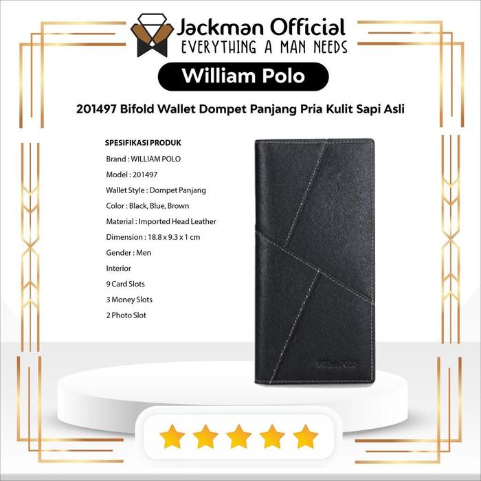 WILLIAM POLO 201497 Bifold Wallet Dompet Panjang Pria Kulit Sapi Asli