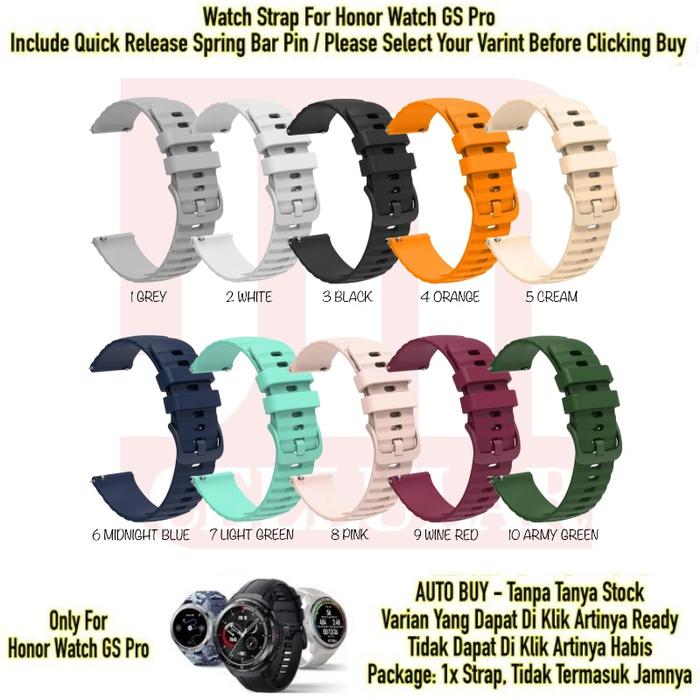[PREMIER-W] UNB TALI JAM SMARTWATCH 22MM UNTUK HONOR WATCH GS PRO - WATCH STRAP SILIKON RUBBER PRIA 