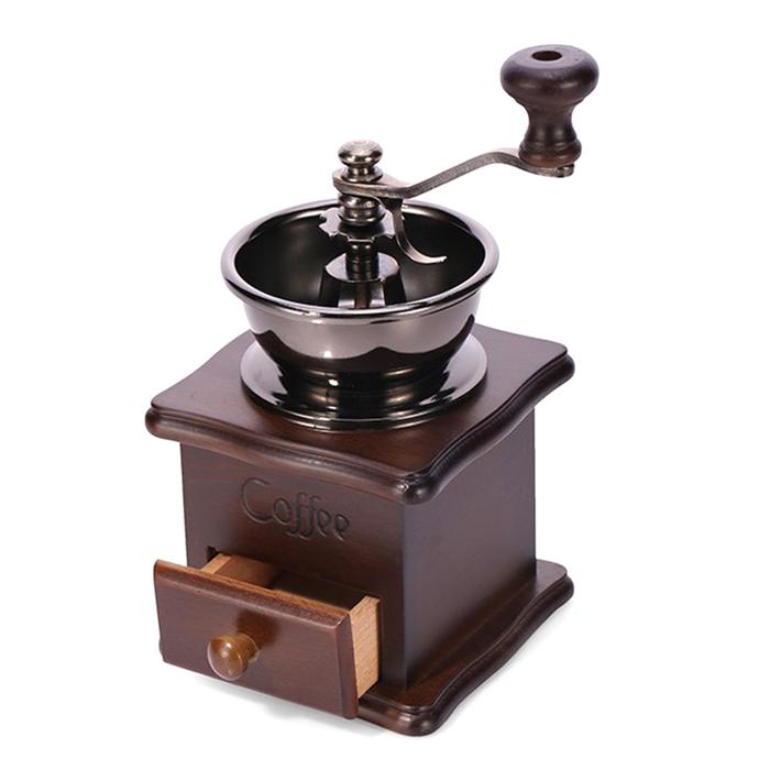 Vintage Manual Coffee Grinder Hand Crank With Brush Adjustable