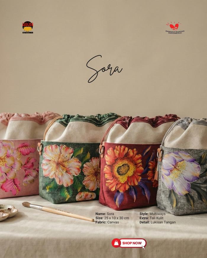 SHAGIDA Tas Selempang Lukis Sora Bucket Bag SHAGIDA Souvenir & Oleh - oleh Khas Bali Premium Waterpr
