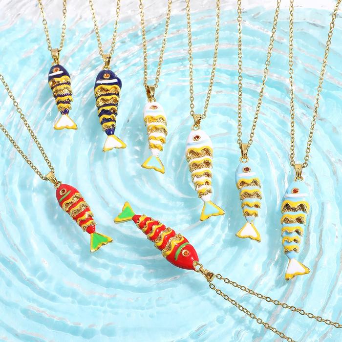 Kalung Liontin Ikan Koi Kecil Beruntung Serbaguna/Kalung Liontin Keong Ekor Ikan Lucu Perhiasan/Kalu